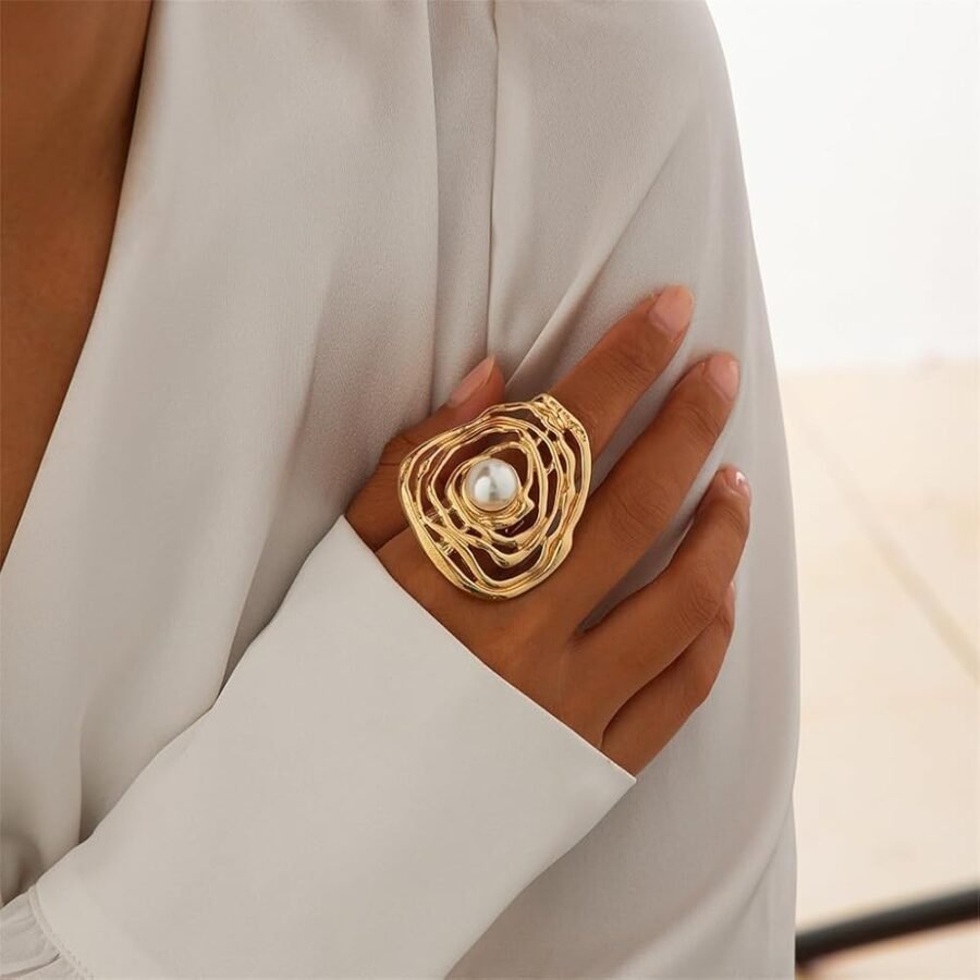 925 Silver Women's Wire Wrap Pearl Ring