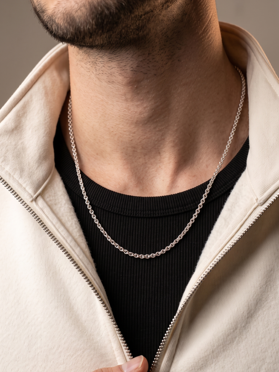 925 Silver Men's Round Rolo Chain