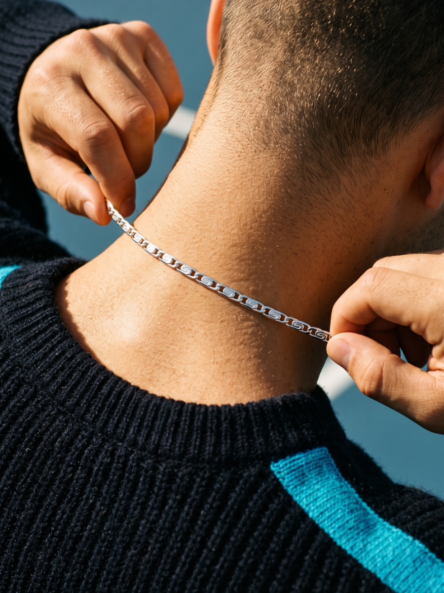 925 Silver Men's Anchor Link Chain