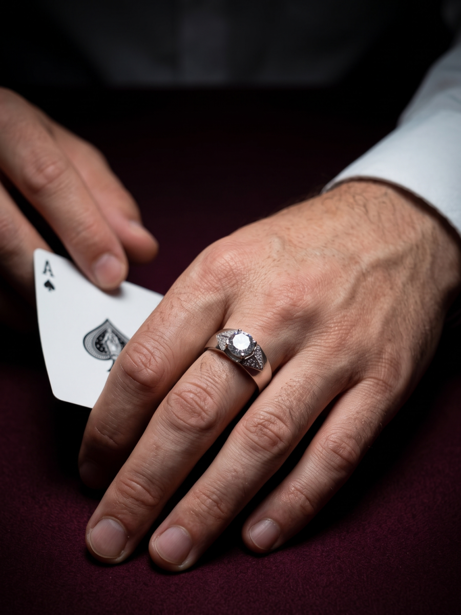 925 Silver Men's Bezel Solitaire Ring