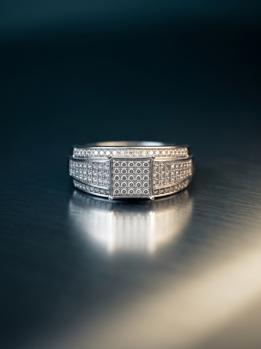 925 Silver Men's Pave Statement Ring