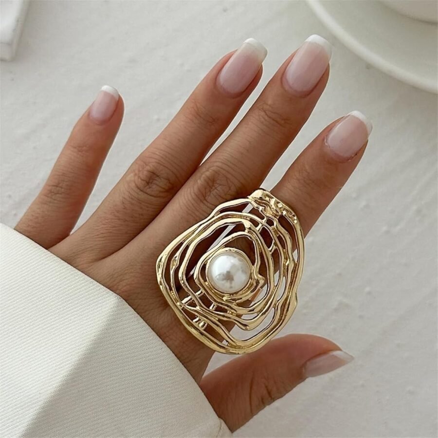 925 Silver Women's Wire Wrap Pearl Ring