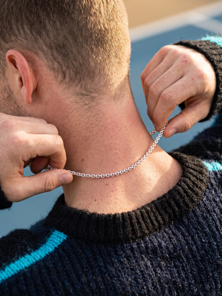 925 Silver Men's Round Rolo Chain