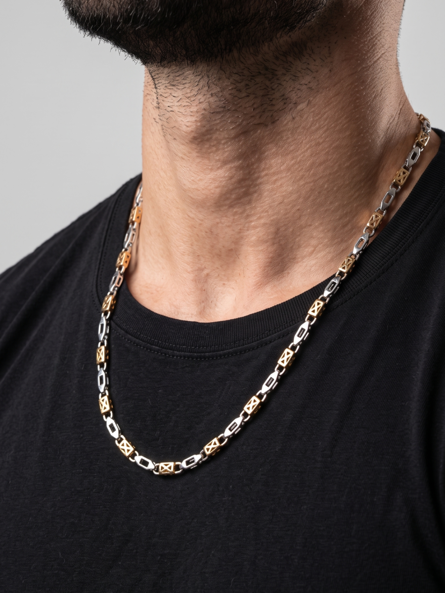 925 Silver Men's Two-Tone Link Chain