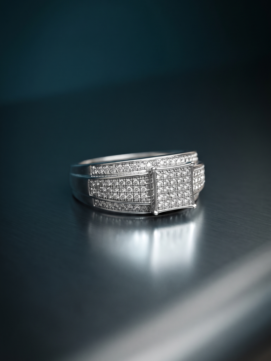 925 Silver Men's Pave Statement Ring