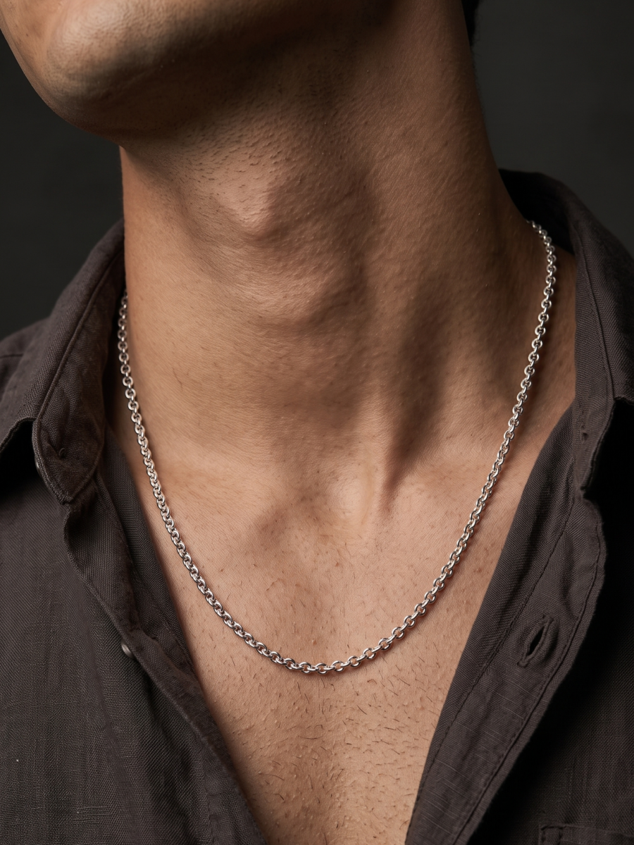 925 Silver Men's Round Rolo Chain