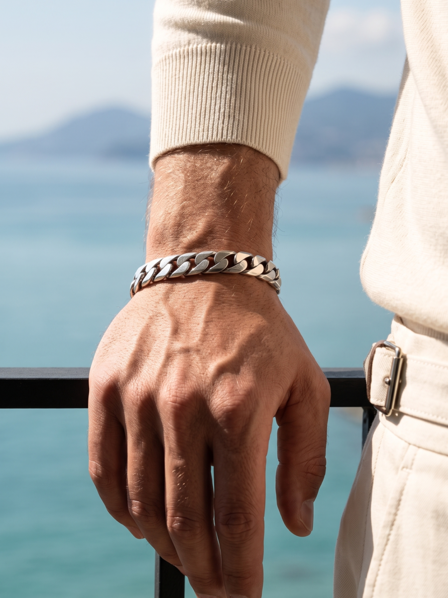 925 Silver Men's Heavy Curb Bracelet