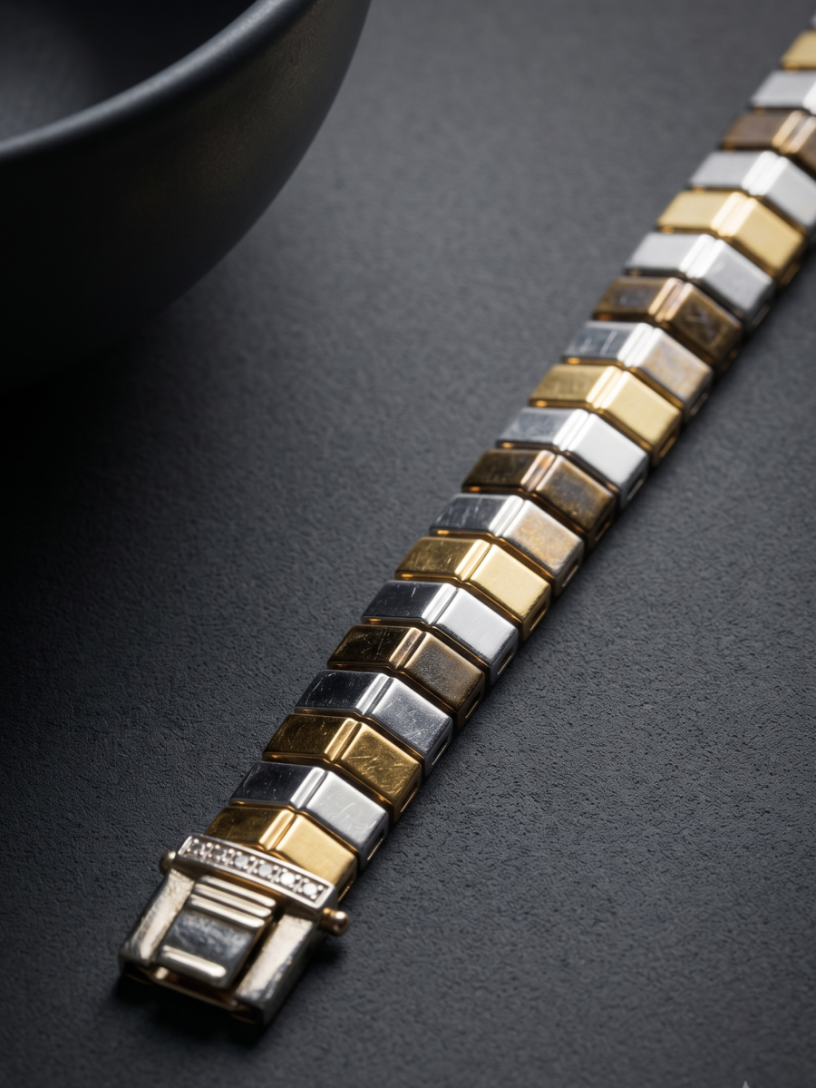 925 Silver Men's Two-Tone Pave Bracelet