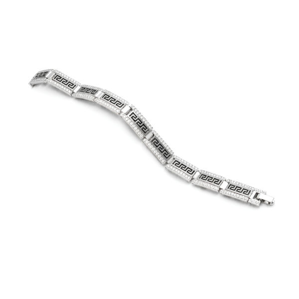 925 Silver Men's Greek Key Link Bracelet