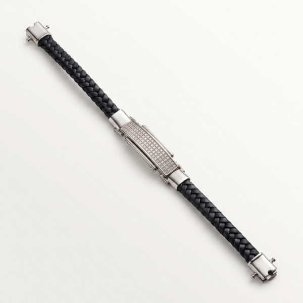 925 Silver Men's Braided Leather Bracelet