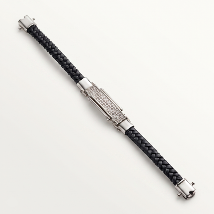 925 Silver Men's Braided Leather Bracelet