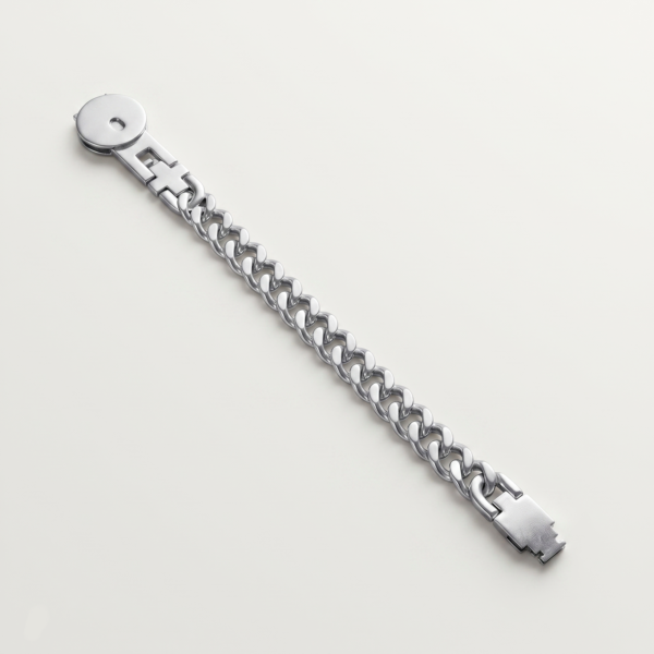 925 Silver Men's Curb Chain Disc Bracelet