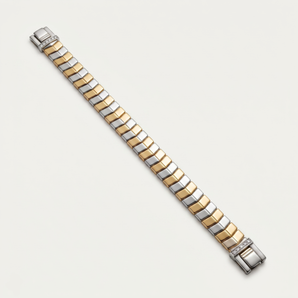 925 Silver Men's Two-Tone Pave Bracelet