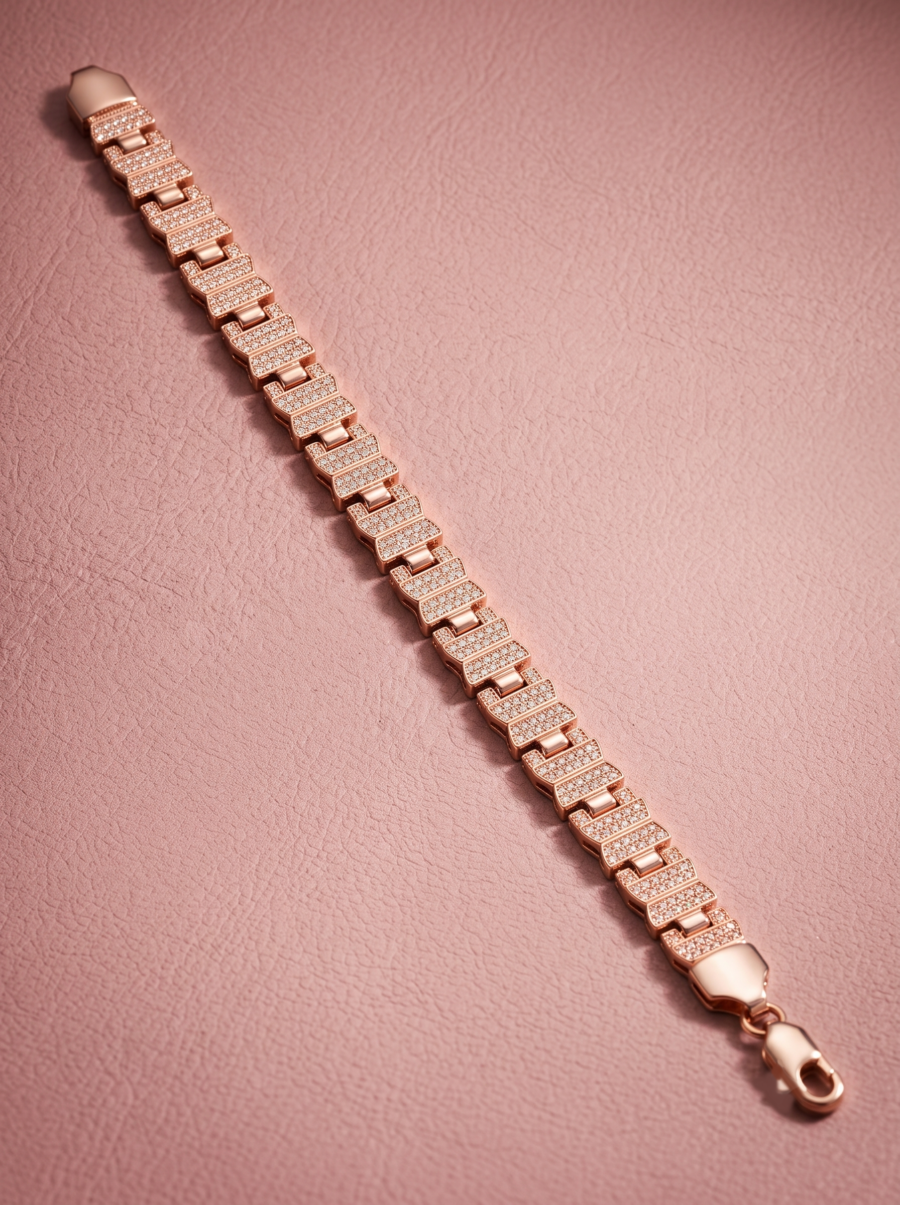 925 Silver Men's Rose Gold Panther Bracelet