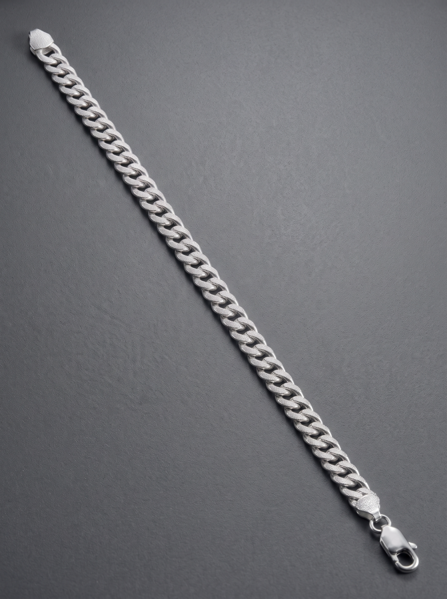 925 Silver Men's Curb Gold-Accent Bracelet