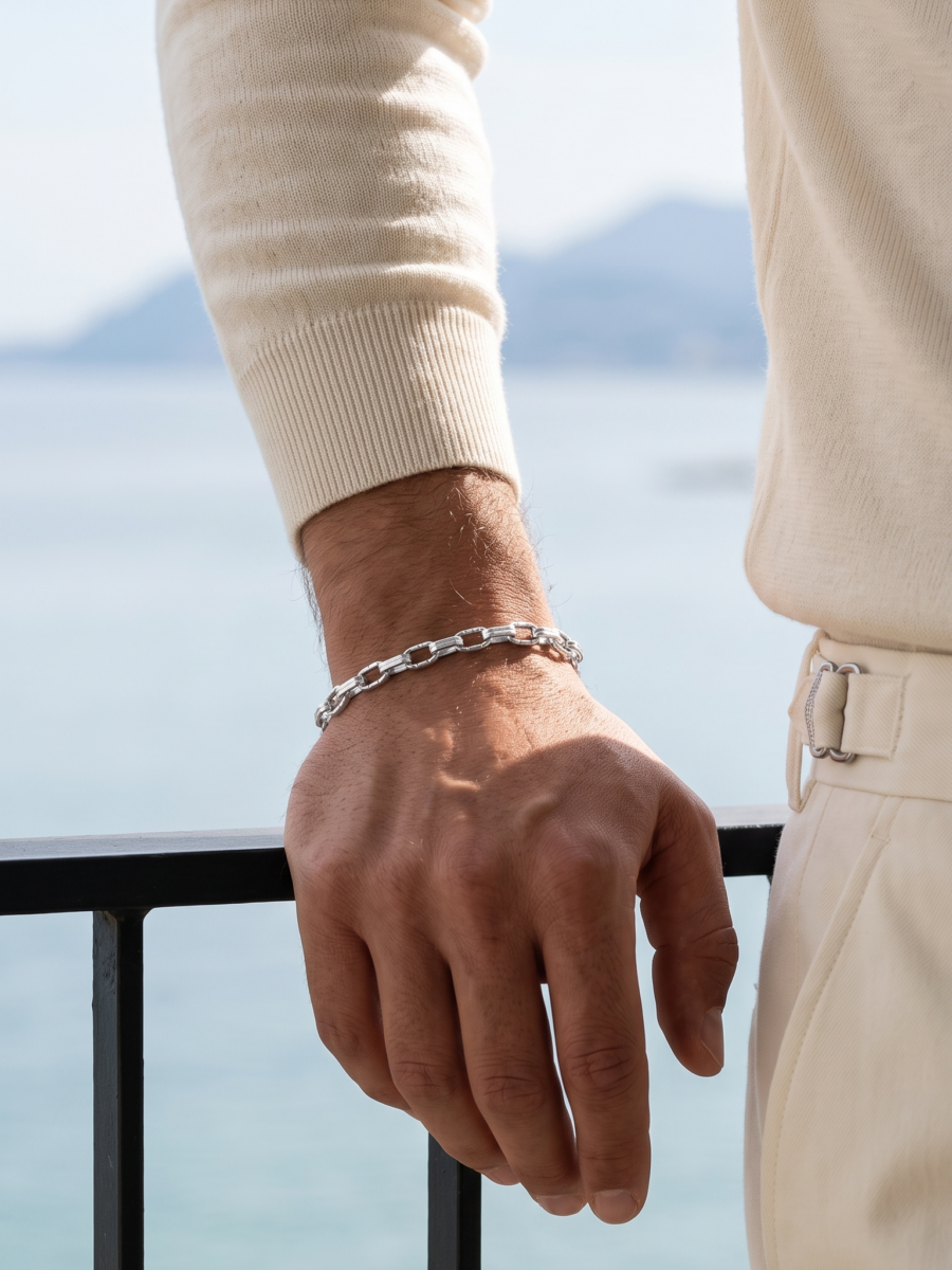 925 Silver Men's Fine Cable Bracelet