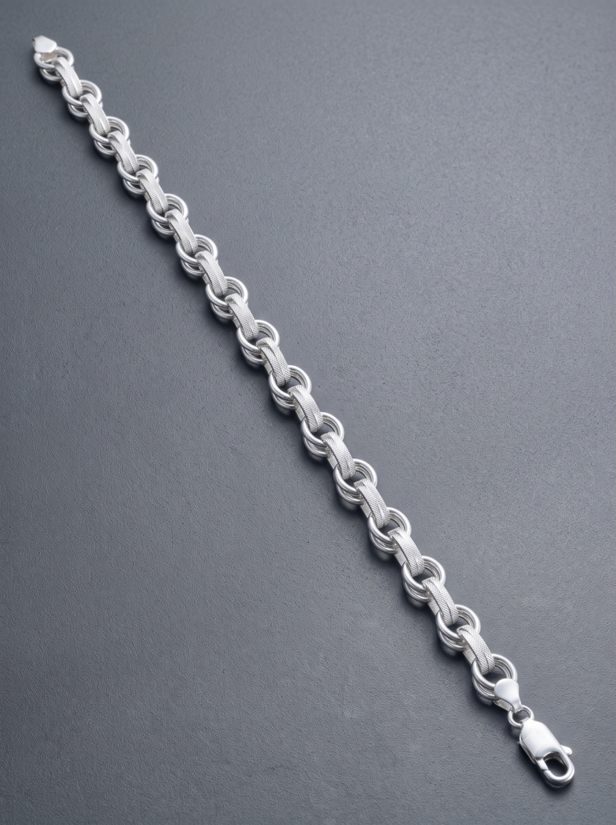 925 Silver Men's Rolo Gold-Accent Bracelet