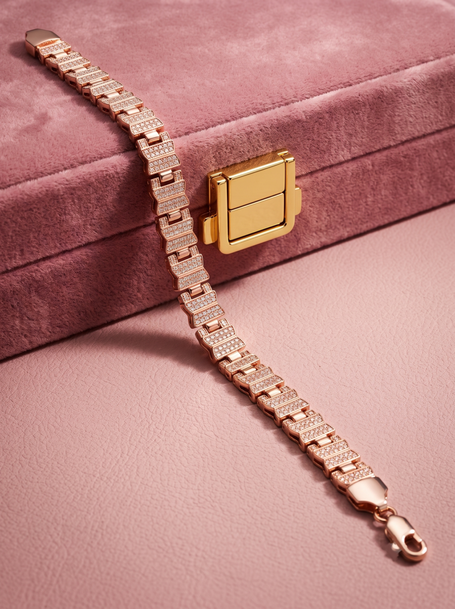 925 Silver Men's Rose Gold Panther Bracelet