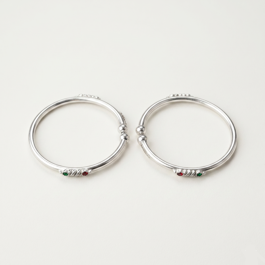 925 Silver CZ Beaded Baby Bangles