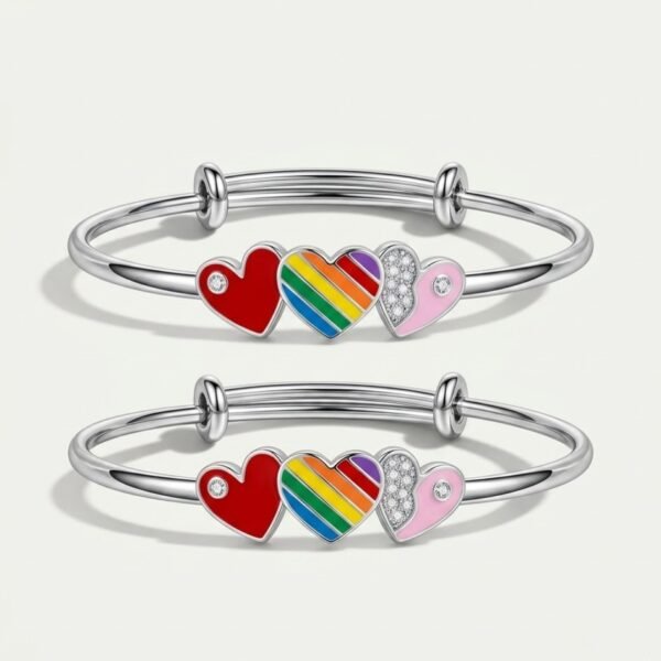925 Silver Triple Heart Baby Bangle