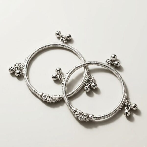 925 Silver Ghungroo Baby Bangles (Pair)