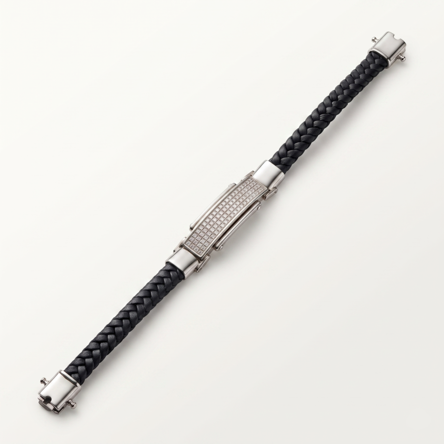 925 Silver Men's Braided Leather Bracelet