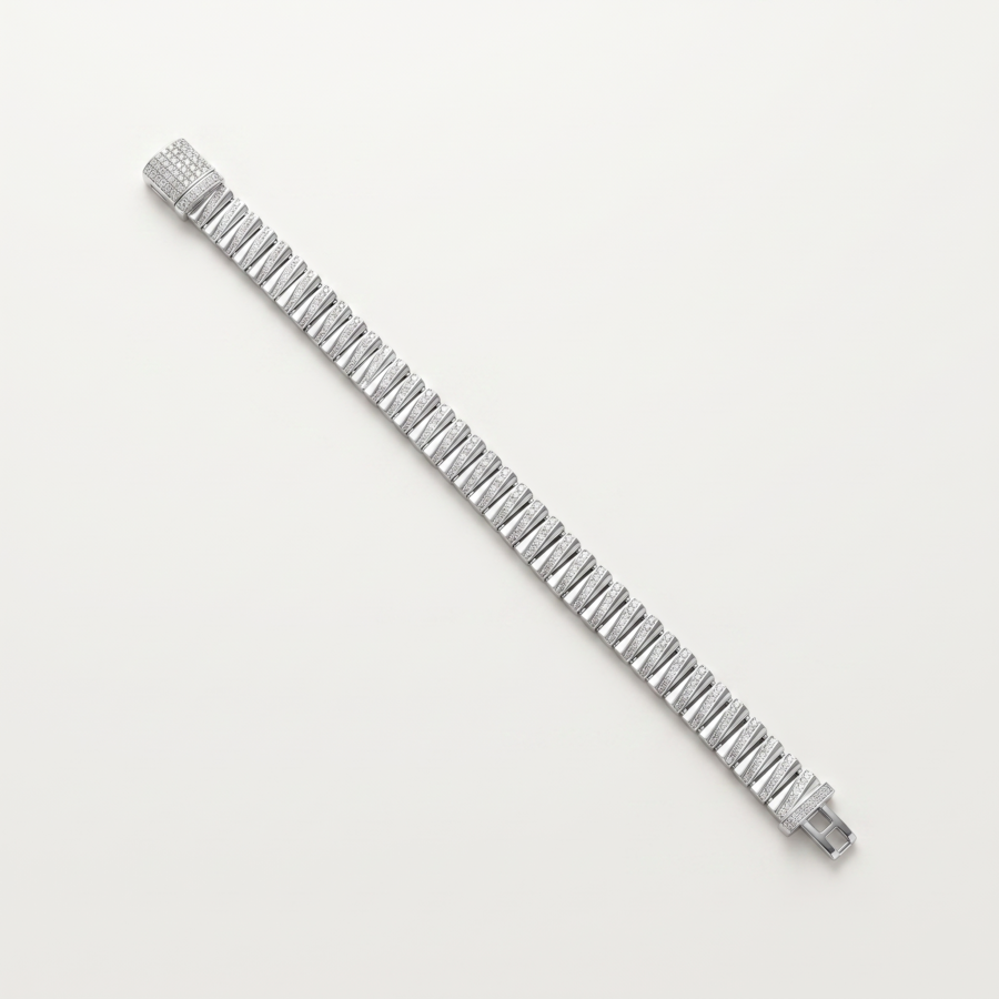 925 Silver Men's Wide Mesh Chain Bracelet