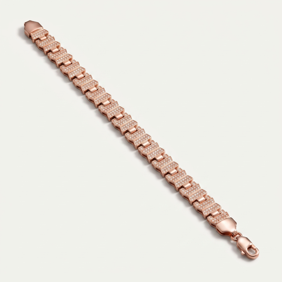 925 Silver Men's Rose Gold Panther Bracelet