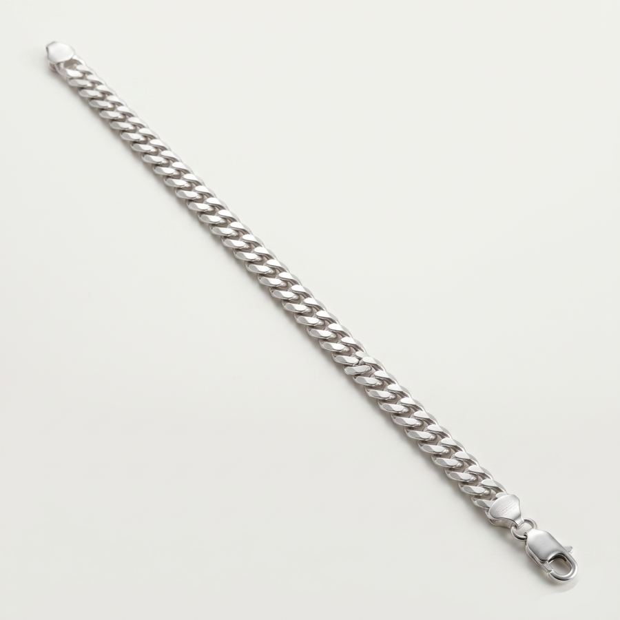 925 Silver Men's Curb Gold-Accent Bracelet
