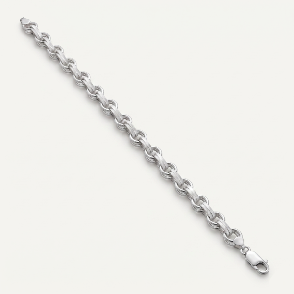 925 Silver Men's Rolo Gold-Accent Bracelet