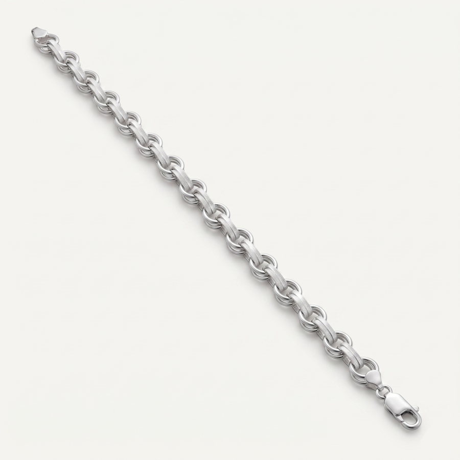 925 Silver Men's Rolo Gold-Accent Bracelet