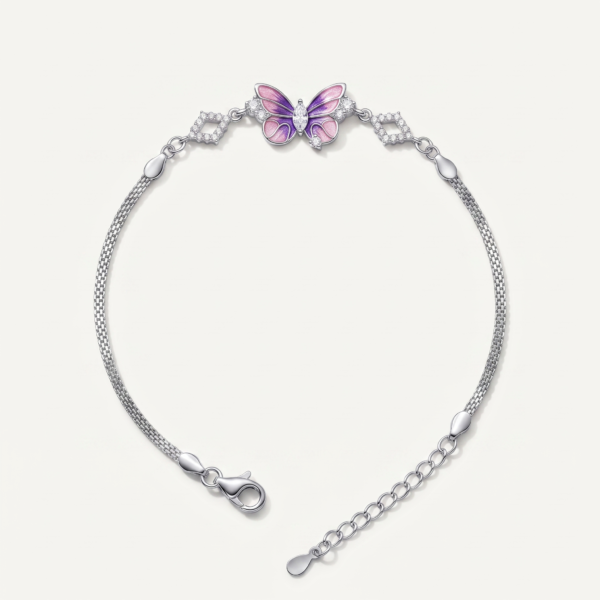925 Silver Women's Butterfly Charm Bracelet
