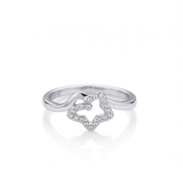 925 Silver CZ Open Star Ring