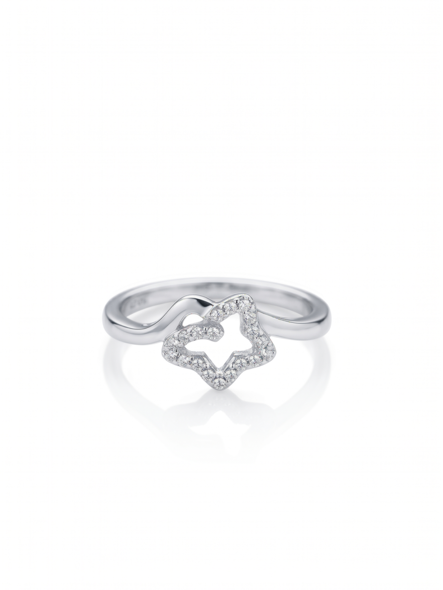 925 Silver CZ Open Star Ring