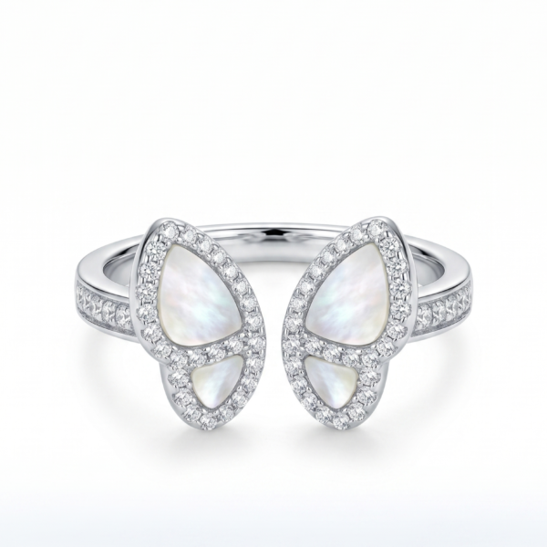 925 Silver CZ Petal Ring