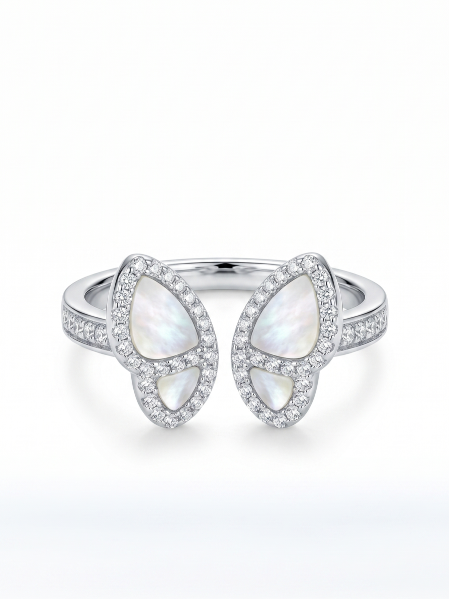 925 Silver CZ Petal Ring