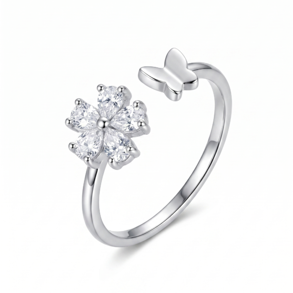 925 Silver CZ Halo Cocktail Ring