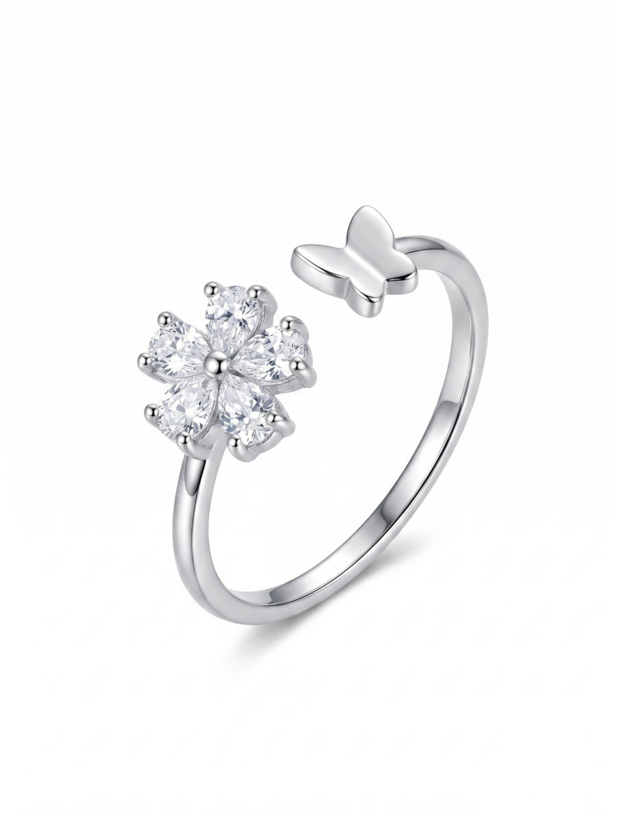 925 Silver CZ Halo Cocktail Ring