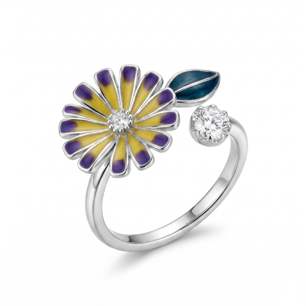 925 Silver CZ Open Cuff Ring