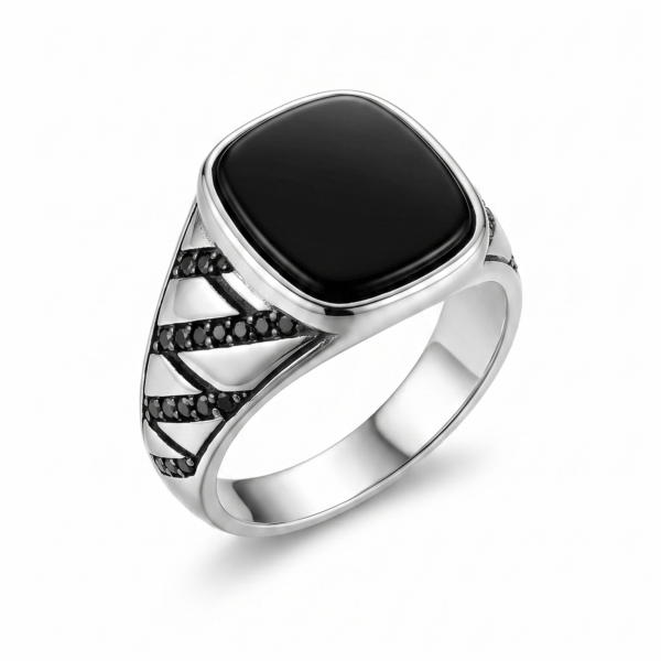 925 Silver Blue Stone Men's Ring