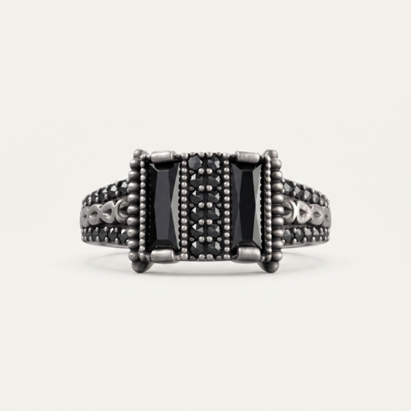 925 Silver Textured Square Signet Ring