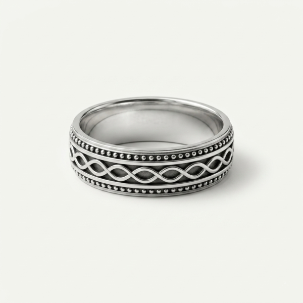 925 Silver Woven Rope Band Ring