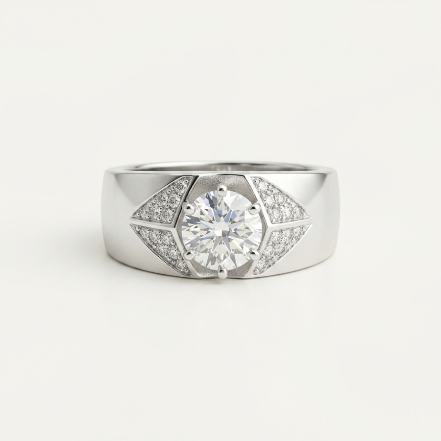 925 Silver Men's Bezel Solitaire Ring